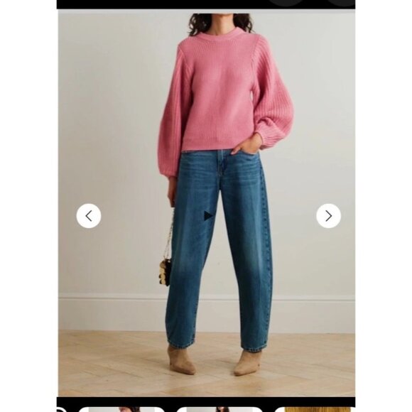 Staud Aura Pink Knit Sweater Balloon Sleeves Womens XL Soft Wool & Cotton Blend - Picture 14 of 14